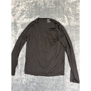 DKNY Womens Large Long Sleeve Black Liquid Jersey Top
